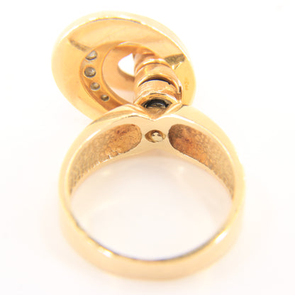 Vintage 14K Gold Diamond Spinner Ring UK SIZE O Moving Dress Ring Boxed