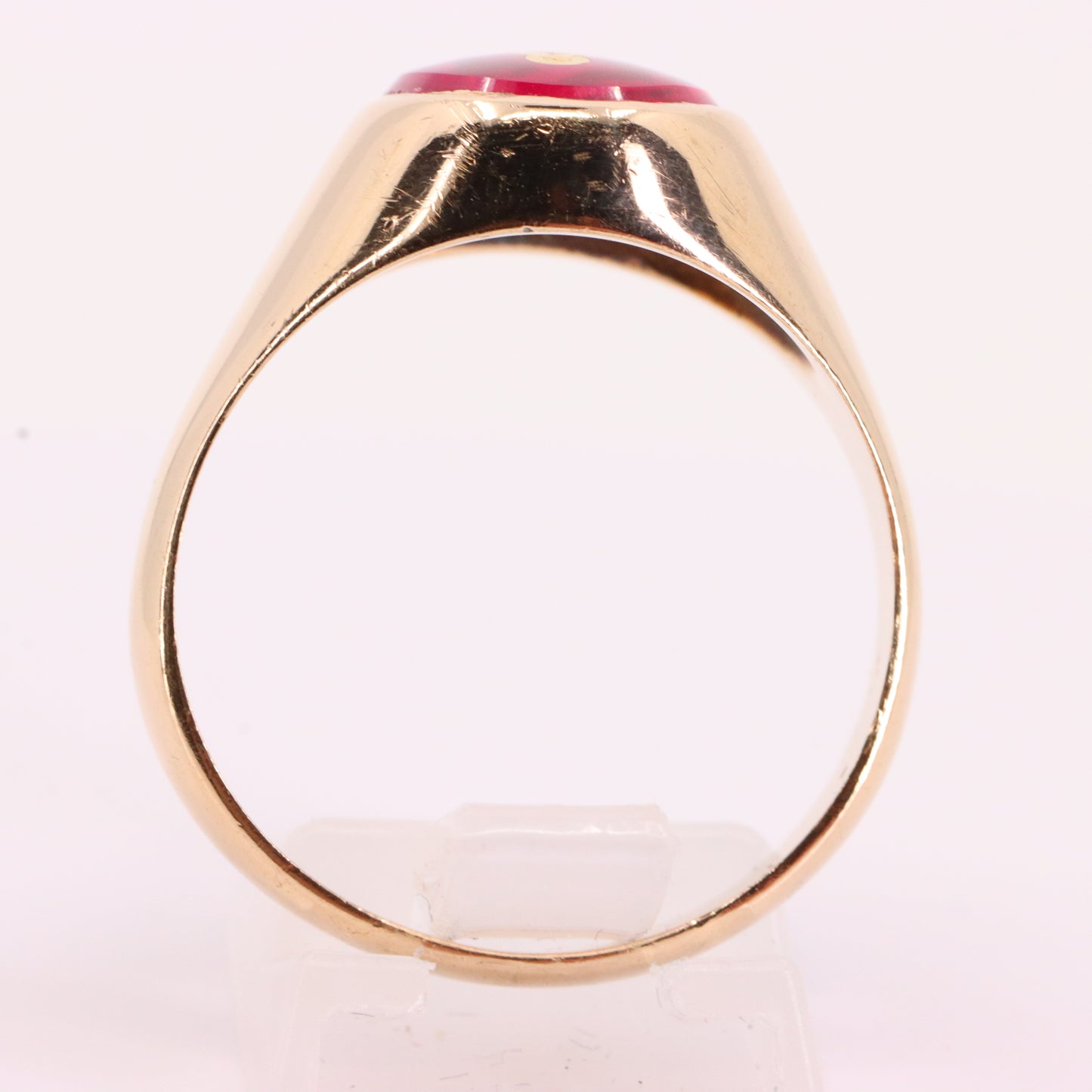 Vintage 9ct Hallmarked Gold Masonic Ruby Ring Square & Compass Mason Ring Boxed