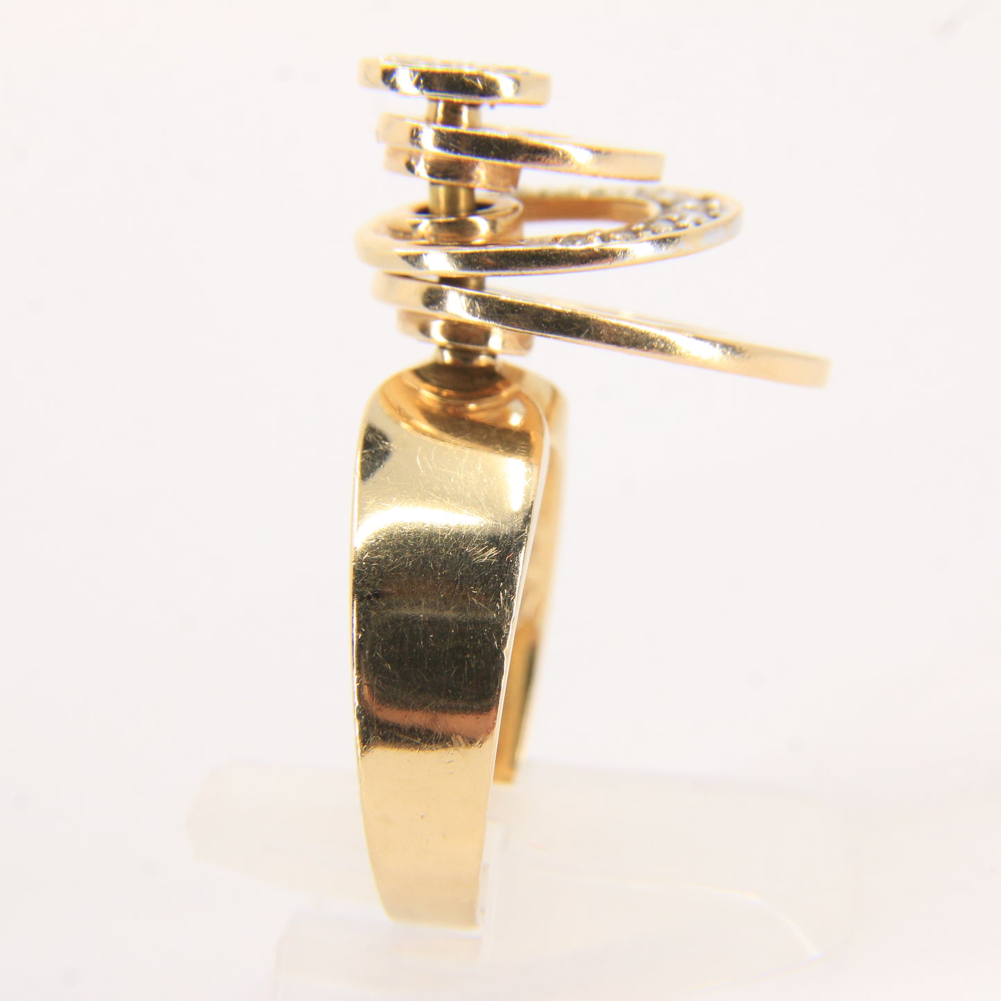 Vintage 14K Gold Diamond Spinner Ring UK SIZE O Moving Dress Ring Boxed