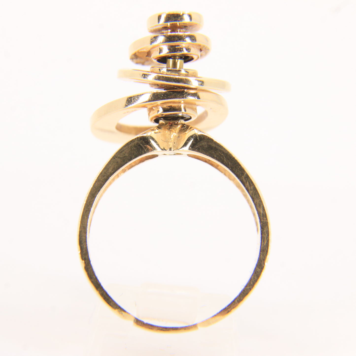Vintage 14K Gold Diamond Spinner Ring UK SIZE O Moving Dress Ring Boxed