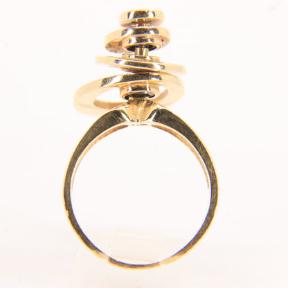 Vintage 14K Gold Diamond Spinner Ring UK SIZE O Moving Dress Ring Boxed