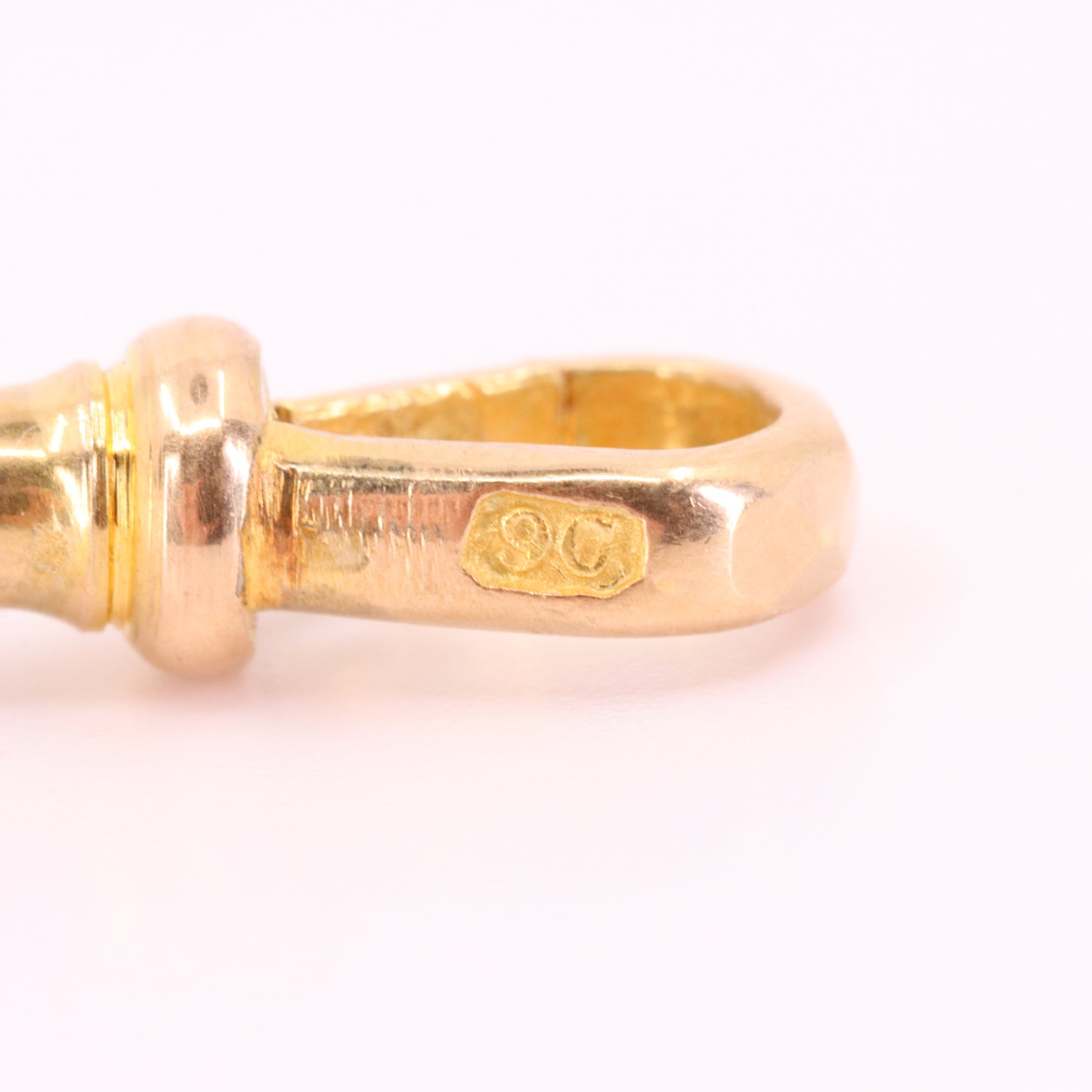 Antique 9ct Yellow Gold Hexagonal Pattern Dog Clip Clasp Jewellery Finding