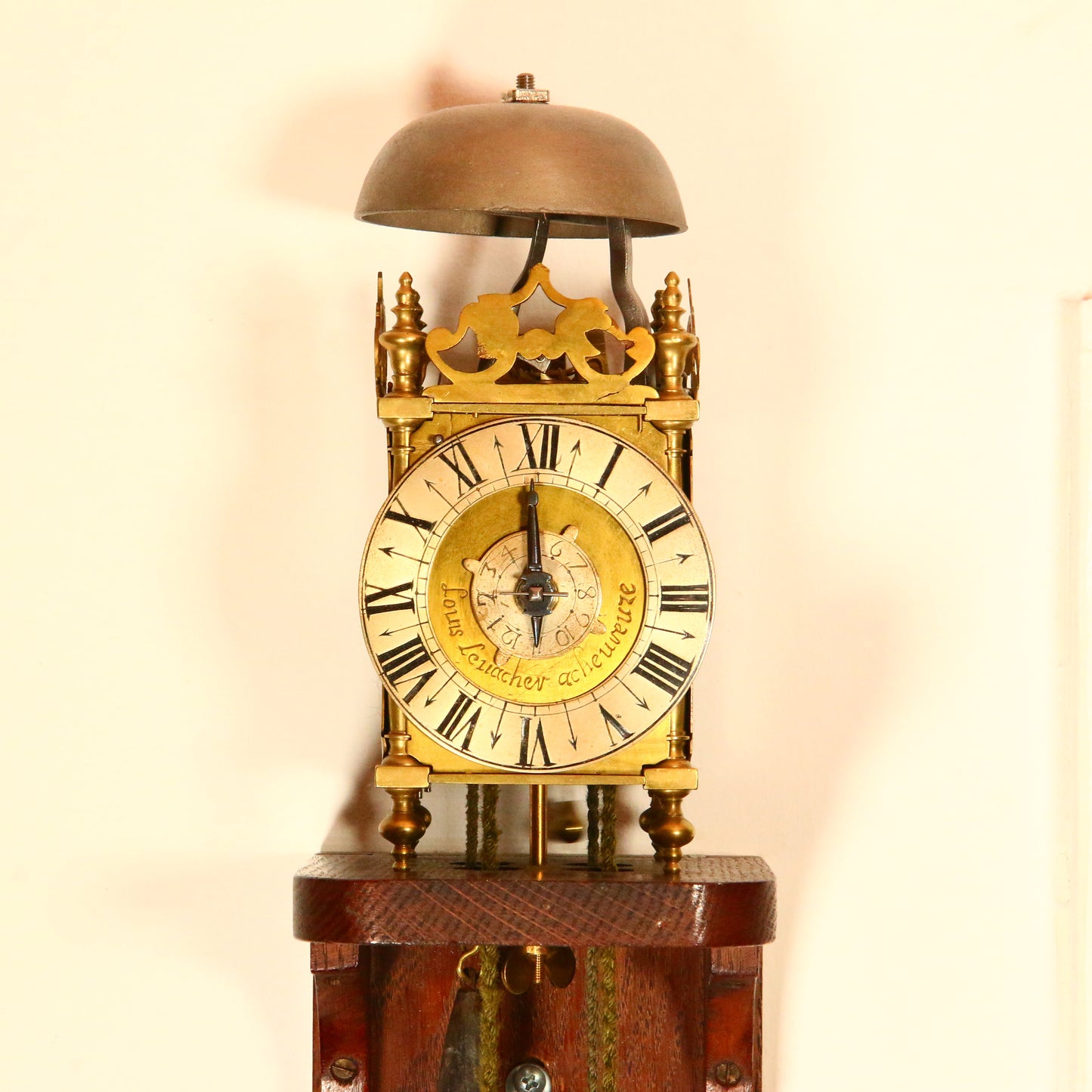 Antique 1759 French Louis Le Vacher Verge Lantern Clock Alarm Clock Brass on Shelf