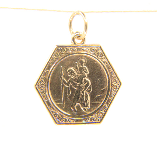Vintage 9ct Yellow Gold Georg Jensen St Christopher Charm Pendant Hallmarked