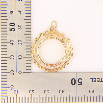 Vintage 9ct Hallmarked Gold Half Sovereign Pendant Mount Frame Charm Gift
