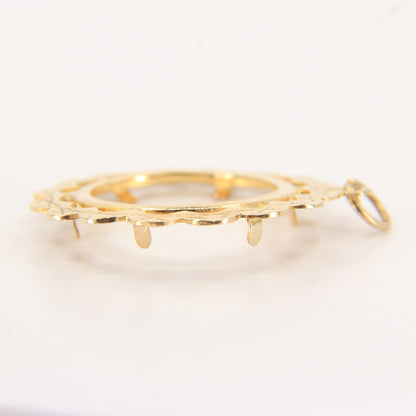 Vintage 9ct Hallmarked Gold Half Sovereign Pendant Mount Frame Charm Gift