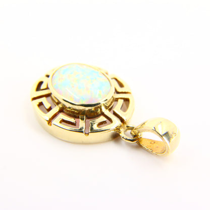 Vintage 9ct Opal Pendant Yellow Gold 9 Carat Hallmarked Opal Stone Charm