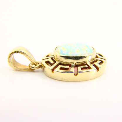 Vintage 9ct Opal Pendant Yellow Gold 9 Carat Hallmarked Opal Stone Charm