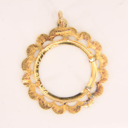 Vintage 9ct Hallmarked Gold Half Sovereign Pendant Mount Frame Charm Gift