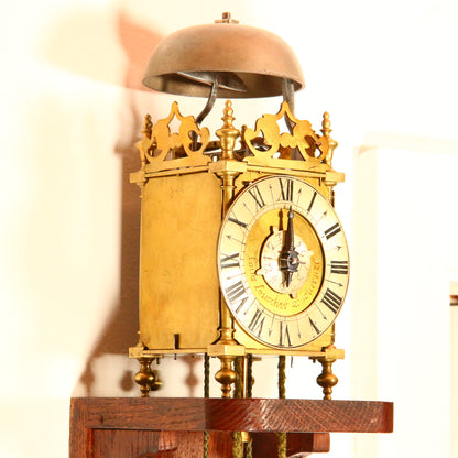 Antique 1759 French Louis Le Vacher Verge Lantern Clock Alarm Clock Brass on Shelf