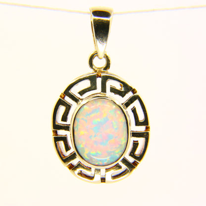 Vintage 9ct Opal Pendant Yellow Gold 9 Carat Hallmarked Opal Stone Charm