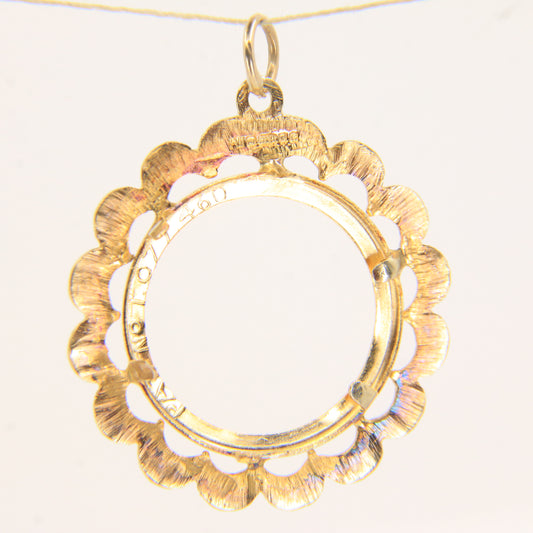 Vintage 9ct Hallmarked Gold Half Sovereign Pendant Mount Frame Charm Gift