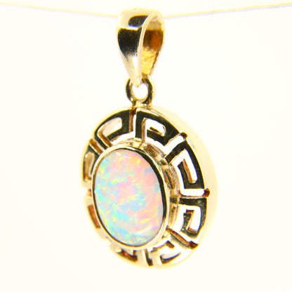 Vintage 9ct Opal Pendant Yellow Gold 9 Carat Hallmarked Opal Stone Charm