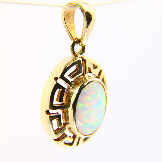 Vintage 9ct Opal Pendant Yellow Gold 9 Carat Hallmarked Opal Stone Charm