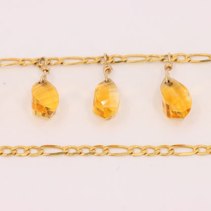 Vintage 9ct Hallmarked Gold 18 inch Citrine Drop Chain Necklace Boxed Gift
