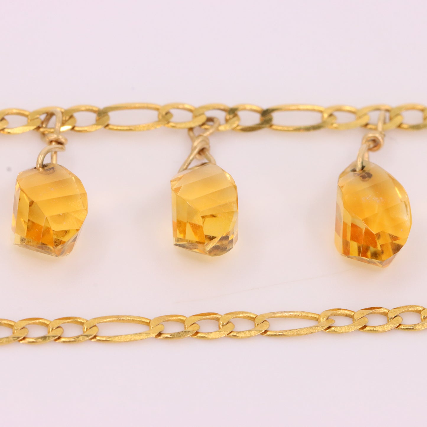 Vintage 9ct Hallmarked Gold 18 inch Citrine Drop Chain Necklace Boxed Gift