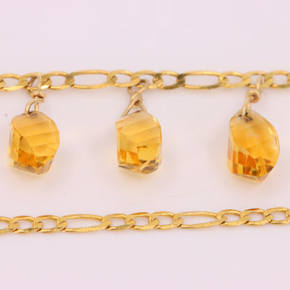 Vintage 9ct Hallmarked Gold 18 inch Citrine Drop Chain Necklace Boxed Gift