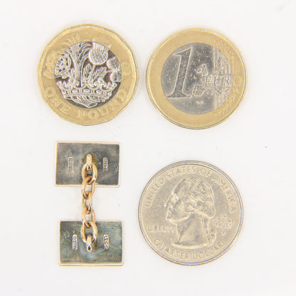 Antique 9ct Hallmarked Yellow Gold Enamel Spaniel Dog Cufflinks 1935 Boxed Gift