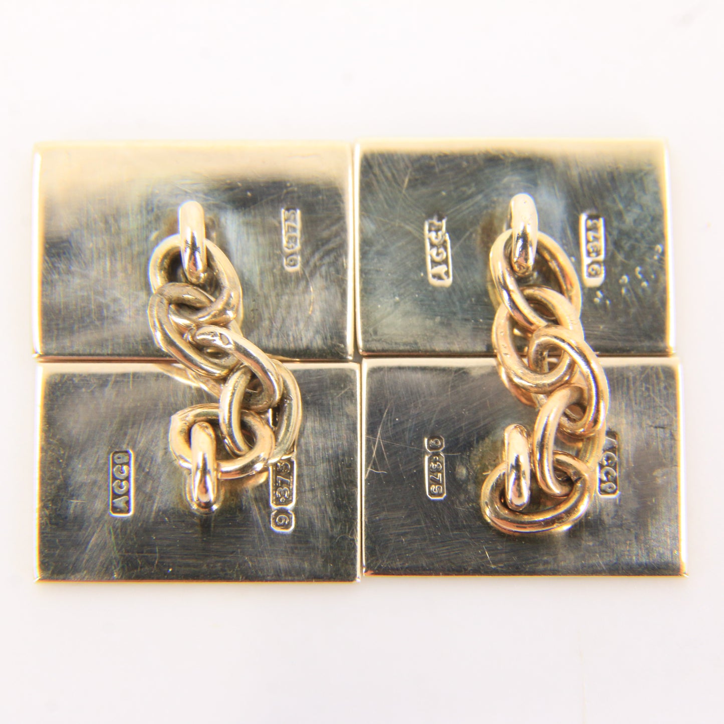 Antique 9ct Hallmarked Yellow Gold Enamel Spaniel Dog Cufflinks 1935 Boxed Gift