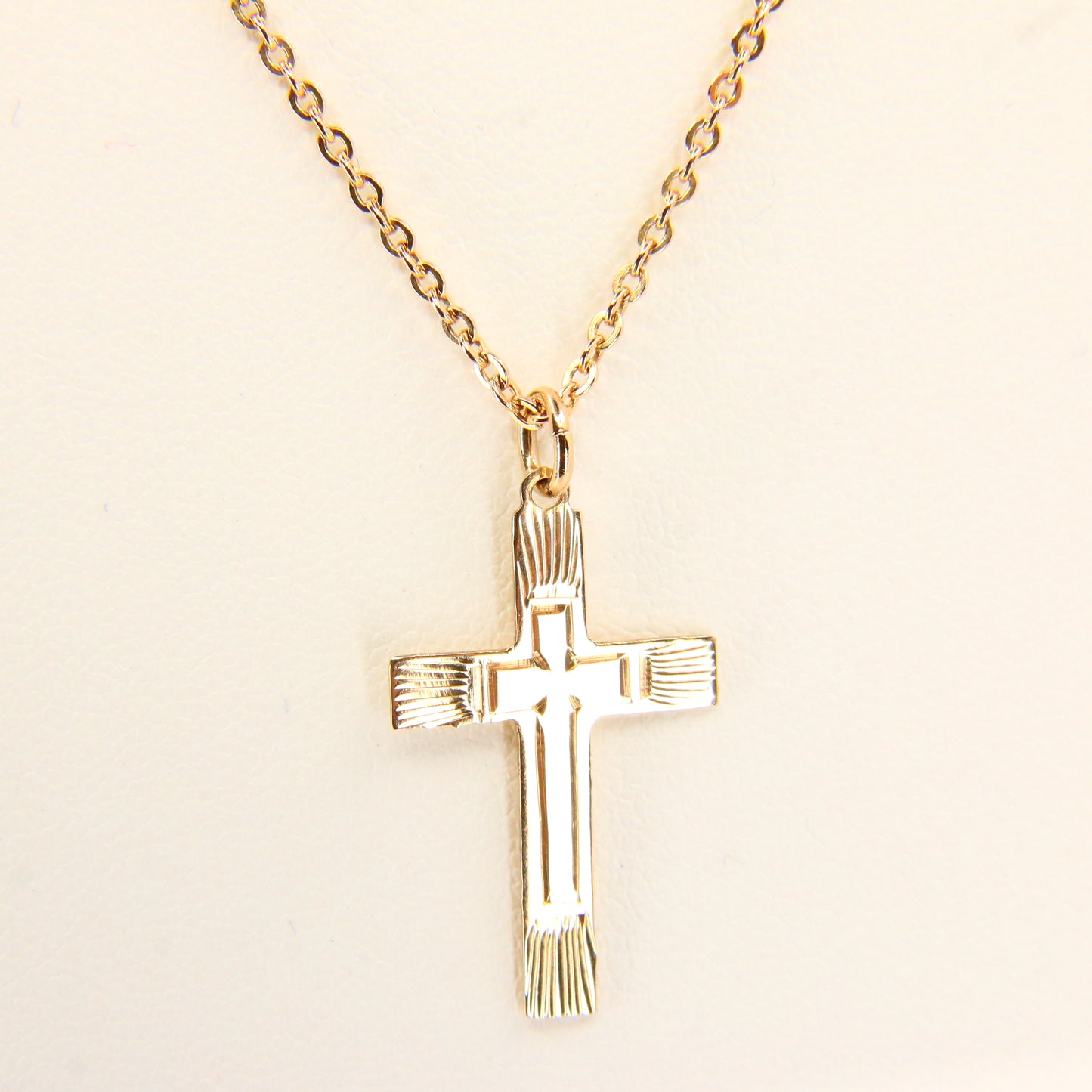 Vintage 9ct Gold Cross Pendant Fine Chain Necklace Gold Hallmarked Boxed Gift