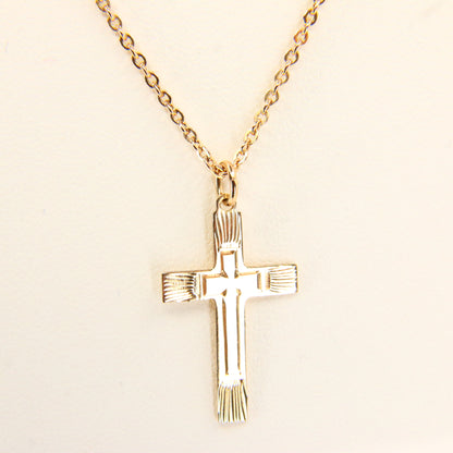 Vintage 9ct Gold Cross Pendant Fine Chain Necklace Gold Hallmarked Boxed Gift