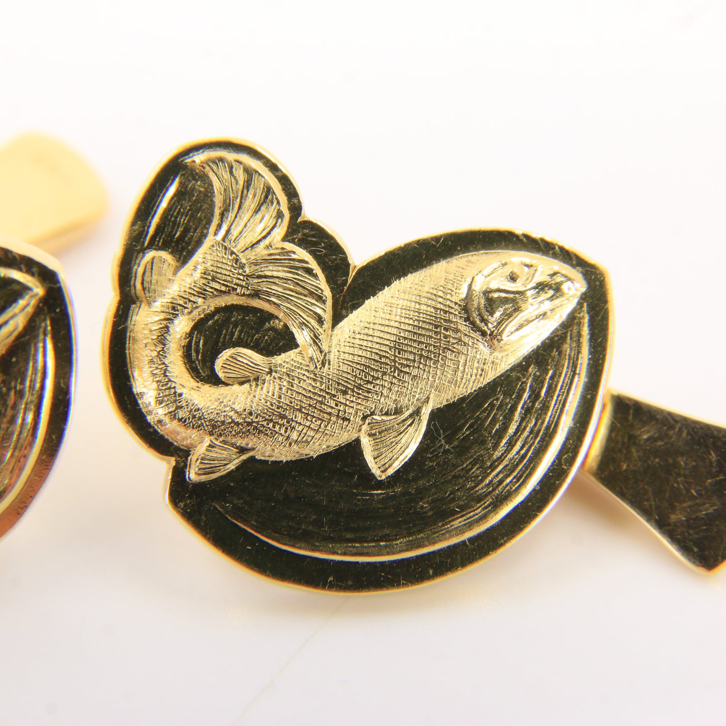 Vintage 18ct Yellow Gold Trout Fish Cufflinks Malcolm Appleby 1990 Boxed Gift