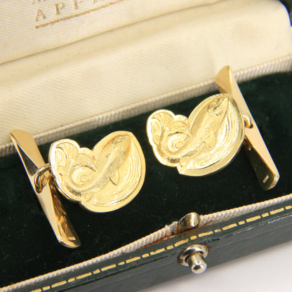 Vintage 18ct Yellow Gold Trout Fish Cufflinks Malcolm Appleby 1990 Boxed Gift