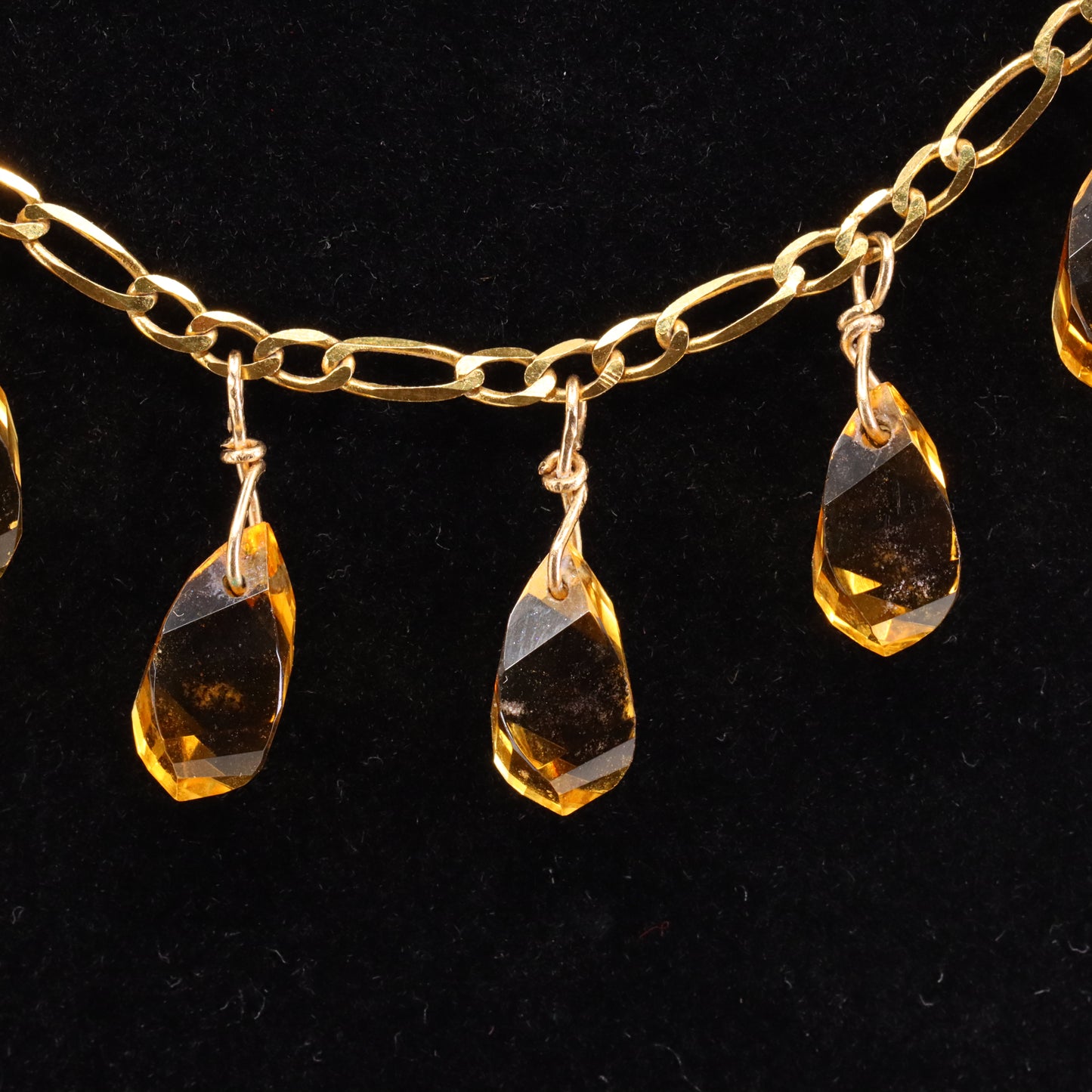 Vintage 9ct Hallmarked Gold 18 inch Citrine Drop Chain Necklace Boxed Gift