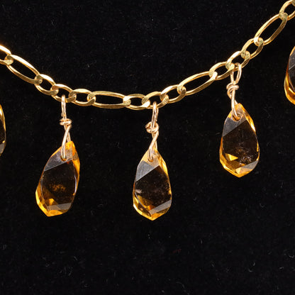 Vintage 9ct Hallmarked Gold 18 inch Citrine Drop Chain Necklace Boxed Gift
