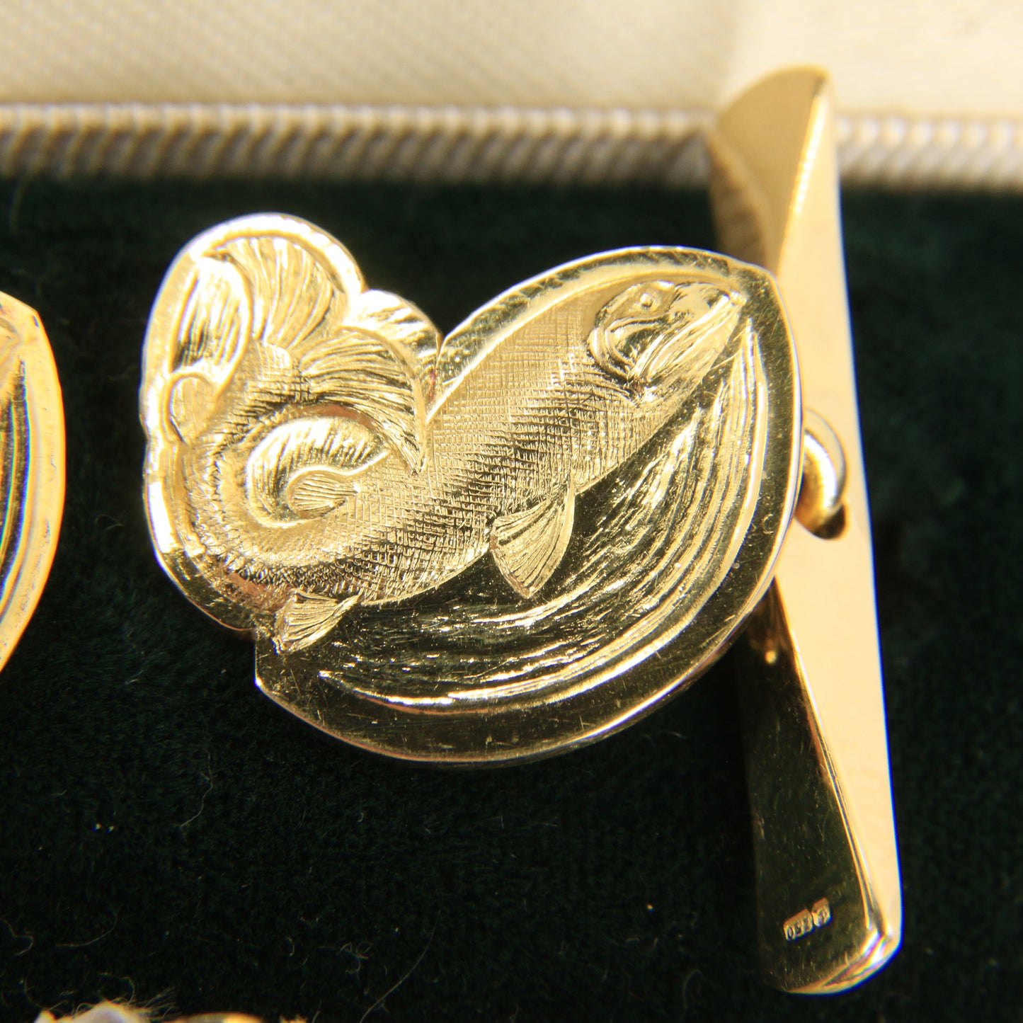 Vintage 18ct Yellow Gold Trout Fish Cufflinks Malcolm Appleby 1990 Boxed Gift
