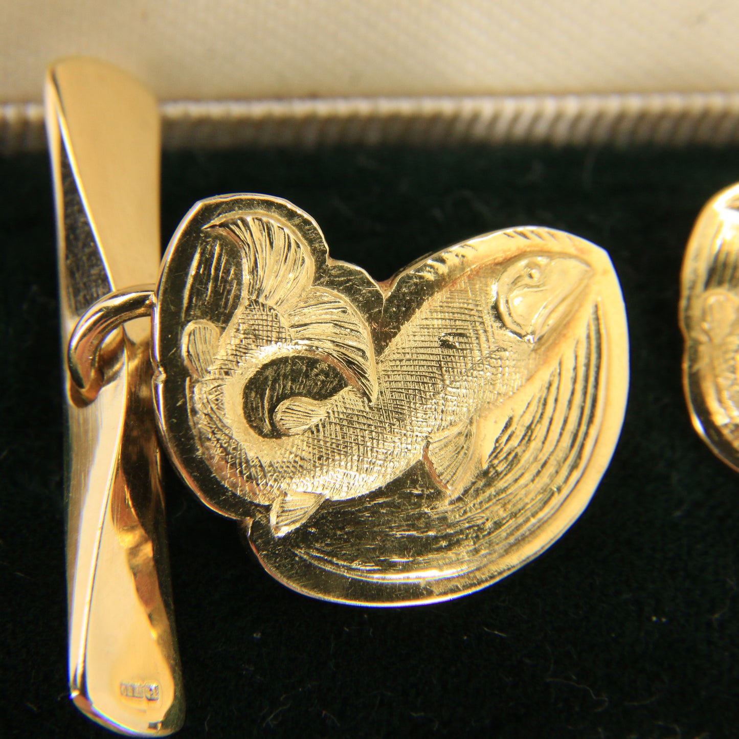 Vintage 18ct Yellow Gold Trout Fish Cufflinks Malcolm Appleby 1990 Boxed Gift