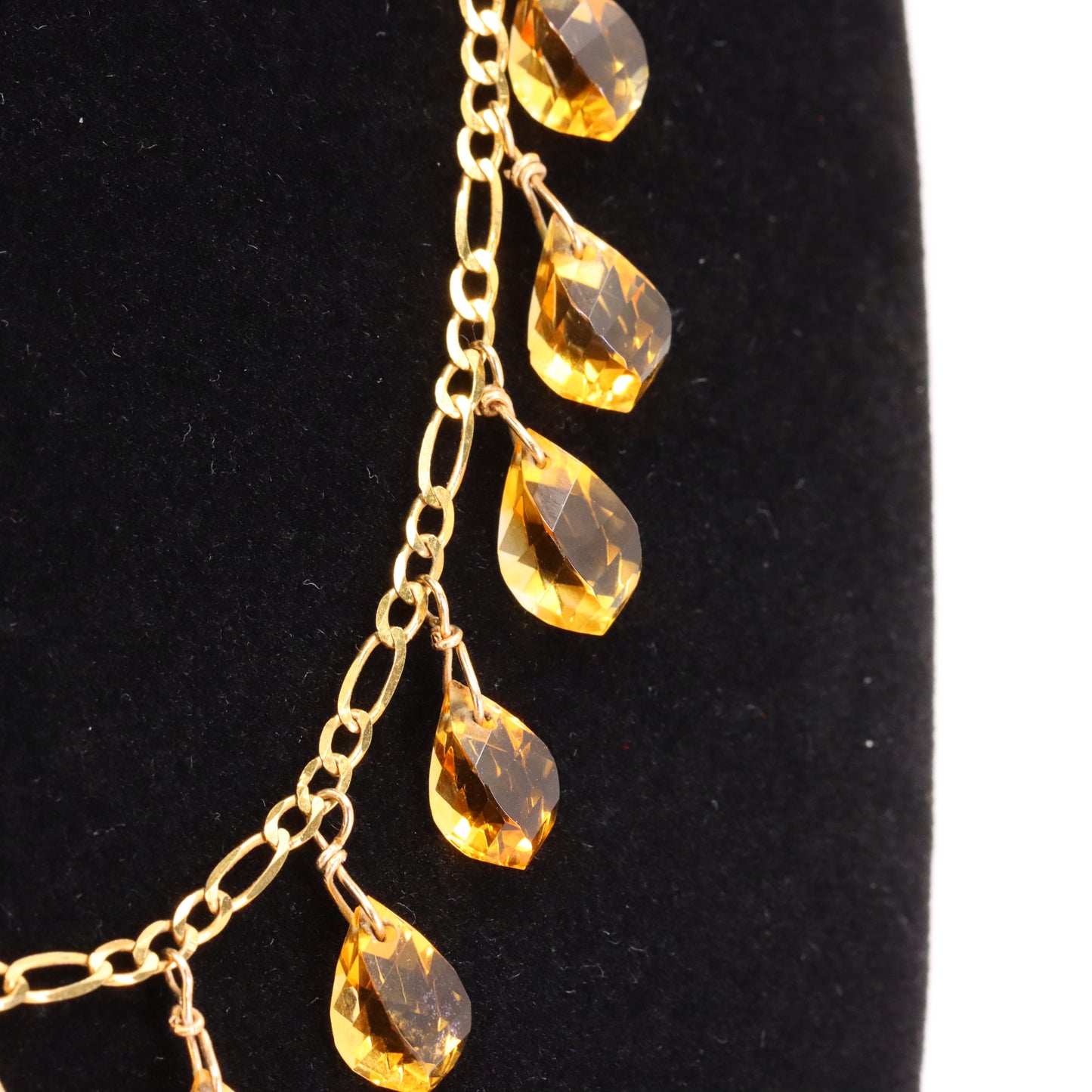 Vintage 9ct Hallmarked Gold 18 inch Citrine Drop Chain Necklace Boxed Gift
