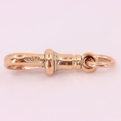 Antique 9ct Hallmarked Rose Gold Dog Clip Pendant Clasp Jewellery Finding Charm