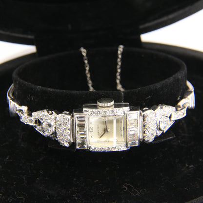 Vintage Blancpain Ladies 14K Gold Diamond Cocktail Watch Platinum Case Boxed