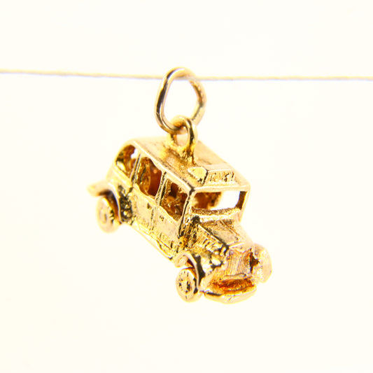 Vintage 9ct Taxi Charm Opening Pendant Yellow Gold Hallmarked Detailed Car Charm