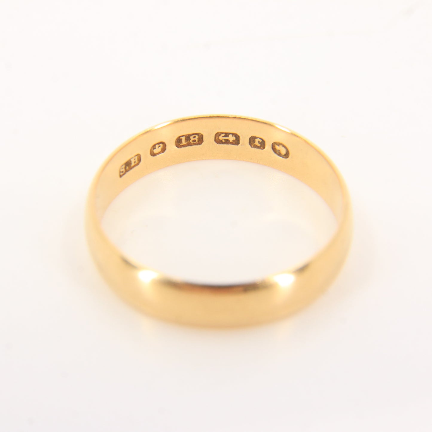 Antique Victorian 18ct Yellow Gold Hallmarked Wedding Band Ring UK Size R Boxed