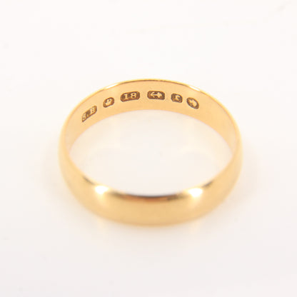 Antique Victorian 18ct Yellow Gold Hallmarked Wedding Band Ring UK Size R Boxed