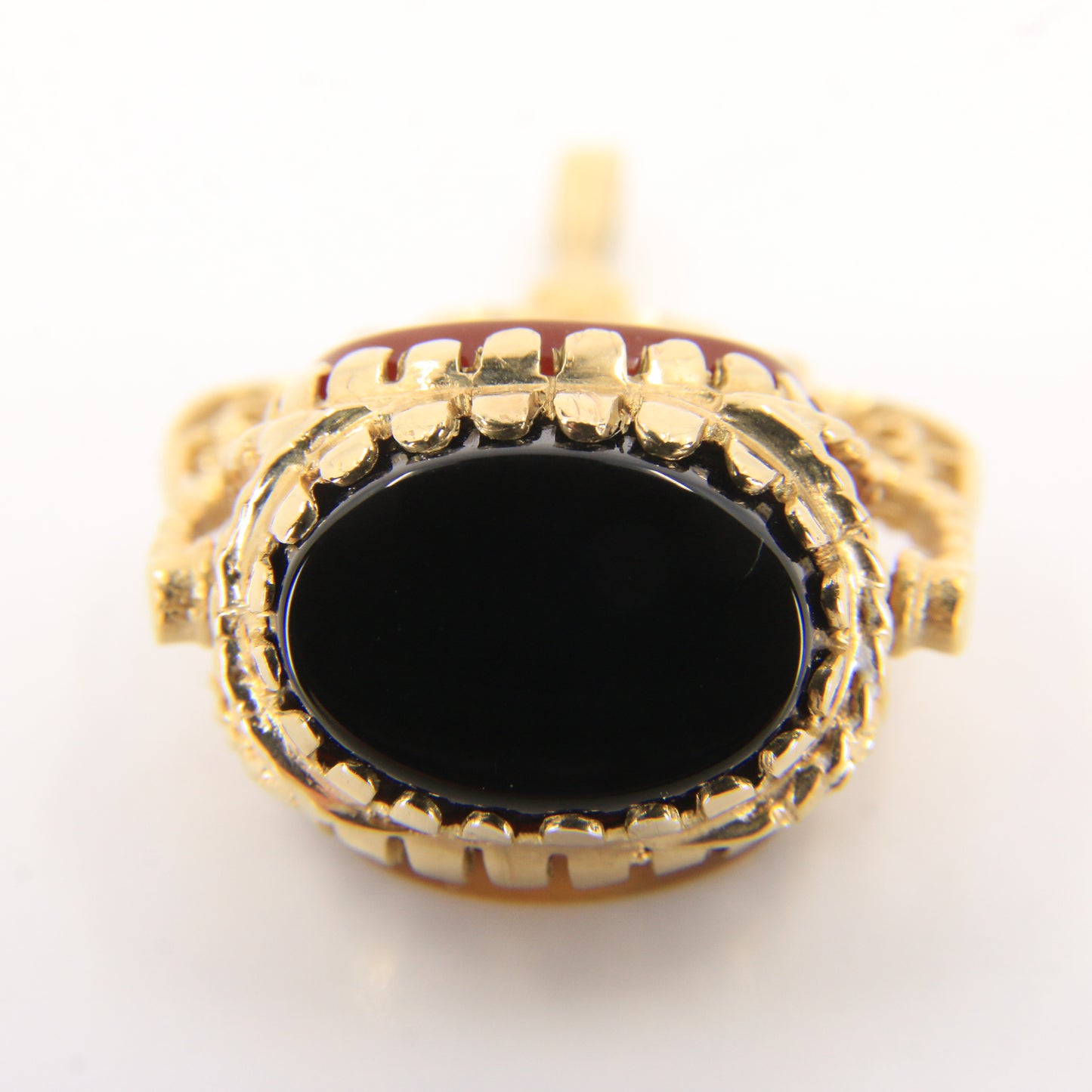 Vintage 9ct Hallmarked Gold Triple Spinner Pendant Tigers Eye Carnelian Onyx