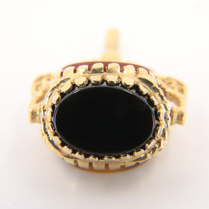 Vintage 9ct Hallmarked Gold Triple Spinner Pendant Tigers Eye Carnelian Onyx