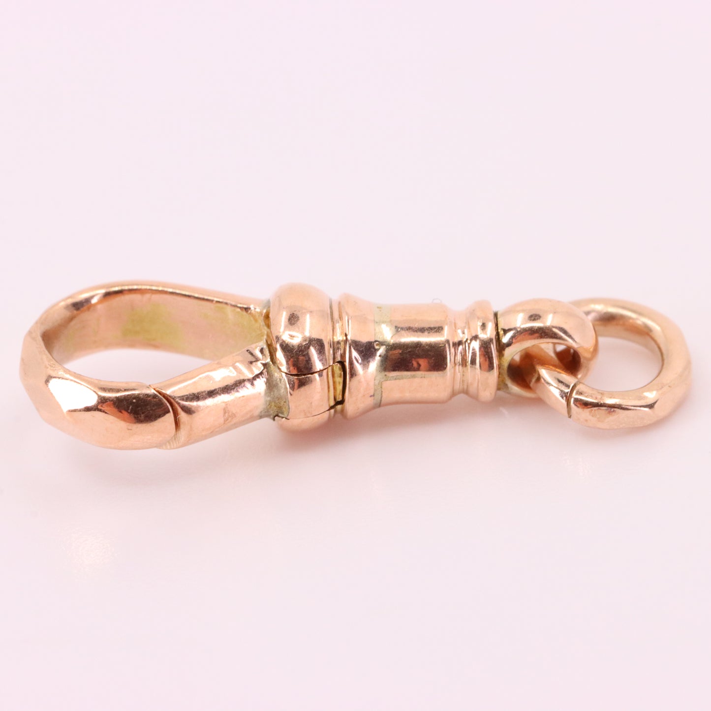 Vintage 9ct Rose Gold Dog Clip Clasp Jewellery Finding Hexagonal Pattern Pendant