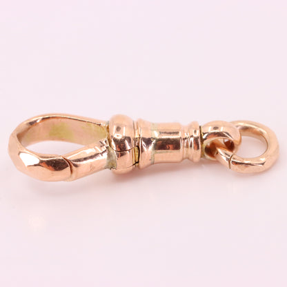 Vintage 9ct Rose Gold Dog Clip Clasp Jewellery Finding Hexagonal Pattern Pendant