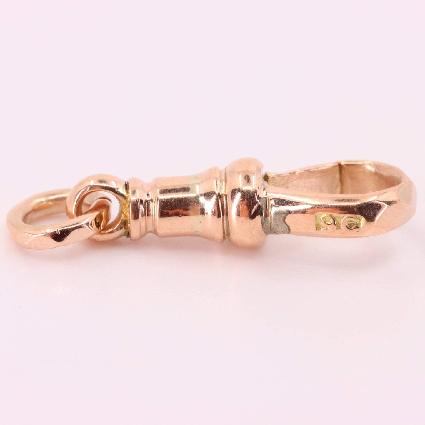 Vintage 9ct Rose Gold Dog Clip Clasp Jewellery Finding Hexagonal Pattern Pendant