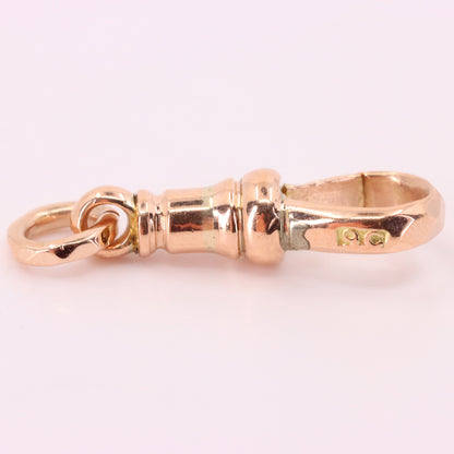 Vintage 9ct Rose Gold Dog Clip Clasp Jewellery Finding Hexagonal Pattern Pendant