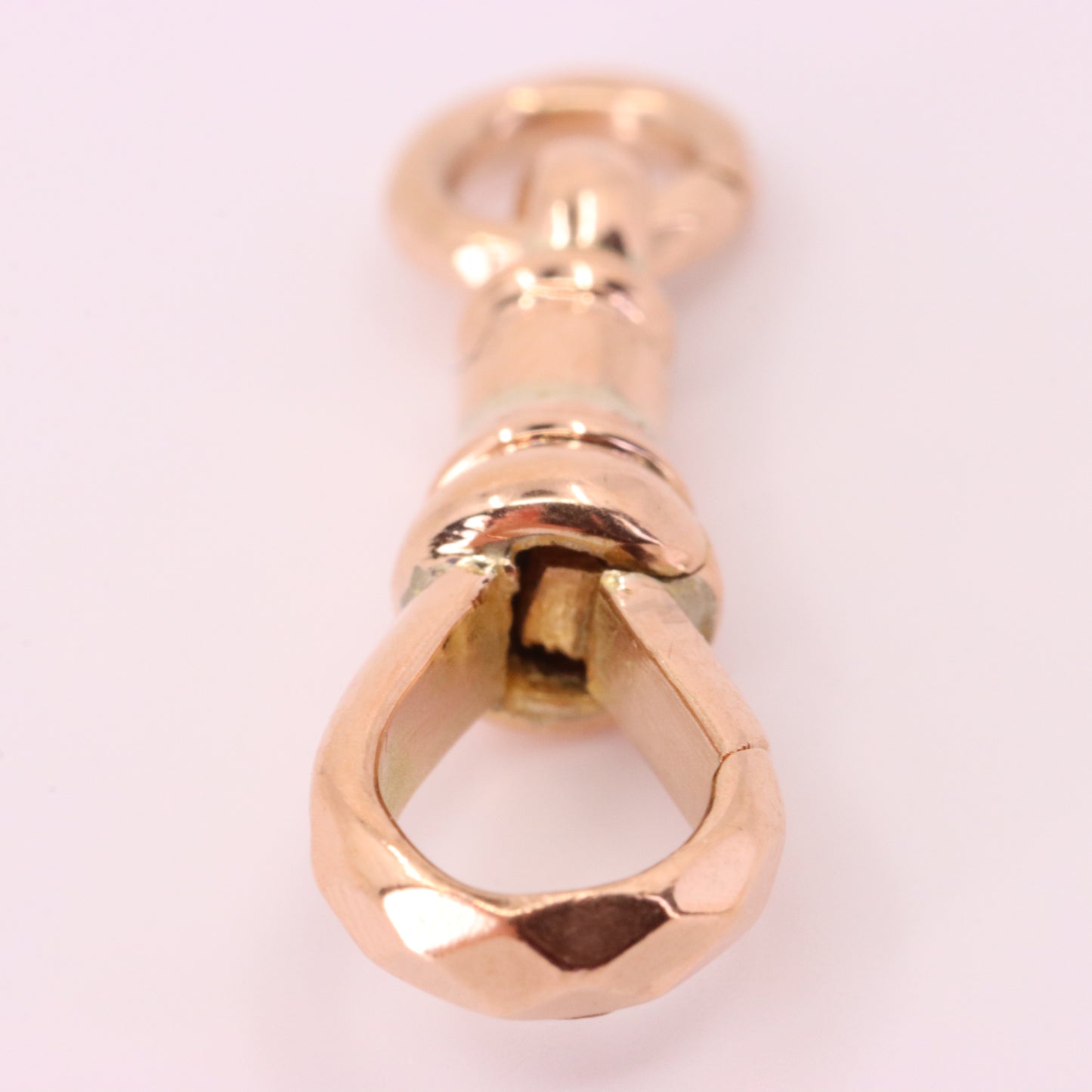 Vintage 9ct Rose Gold Dog Clip Clasp Jewellery Finding Hexagonal Pattern Pendant