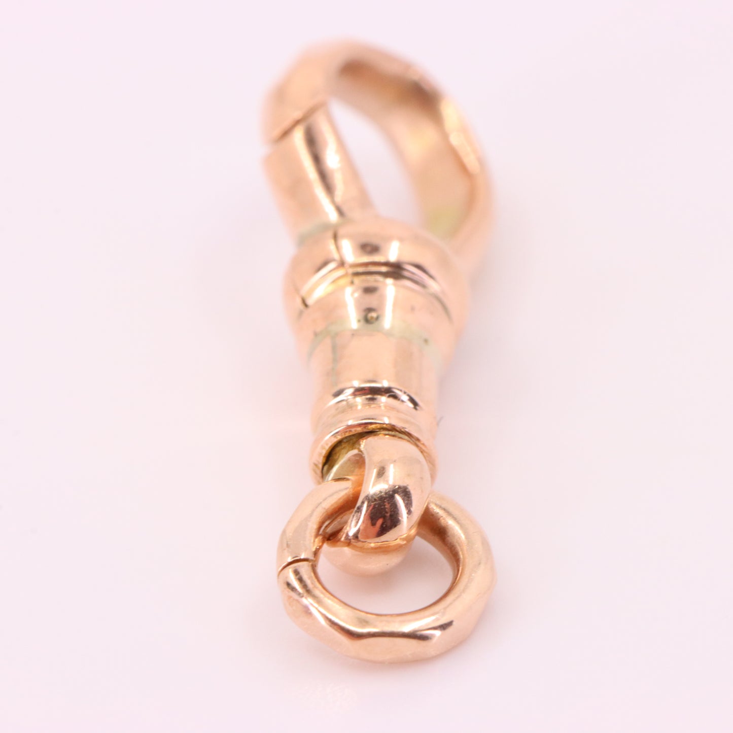 Vintage 9ct Rose Gold Dog Clip Clasp Jewellery Finding Hexagonal Pattern Pendant