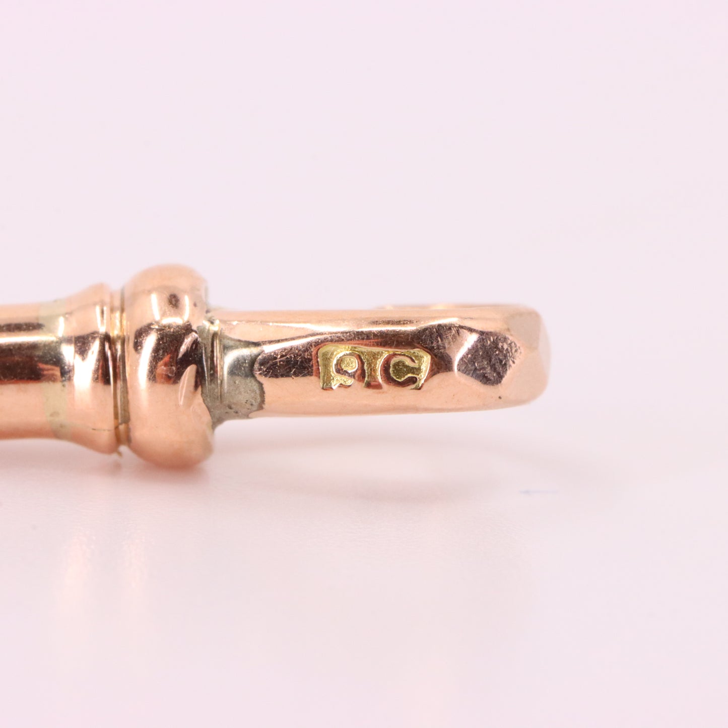 Vintage 9ct Rose Gold Dog Clip Clasp Jewellery Finding Hexagonal Pattern Pendant