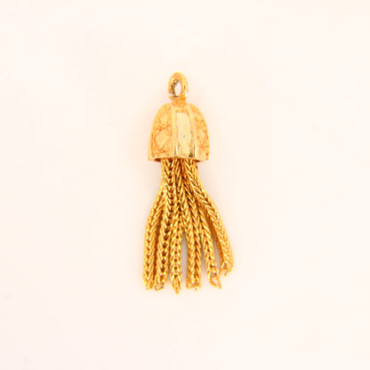 Vintage 18K Tassel Charm Unmarked 18 Carat Yellow Gold Pendant