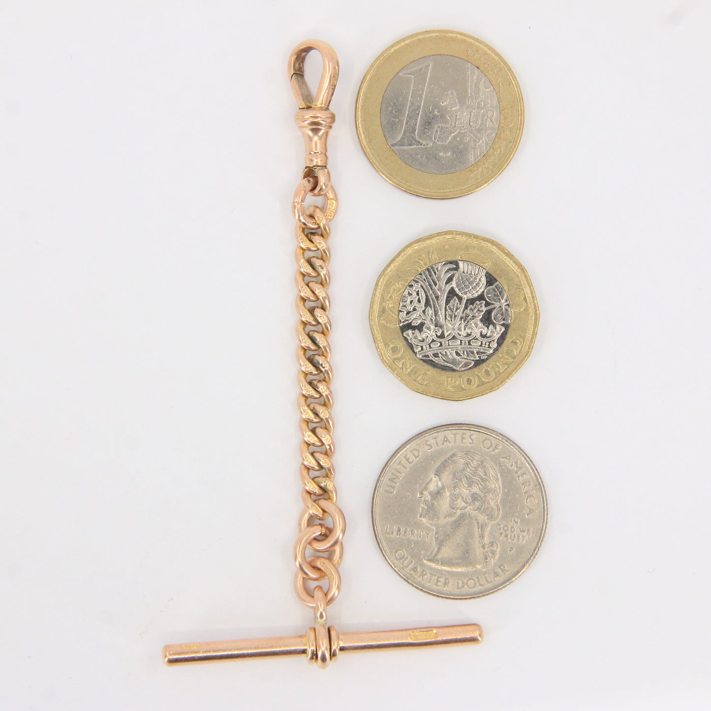 Antique 9ct Gold Hallmarked Albert Chain Extender 3.5" Swivel T-Bar Pendant