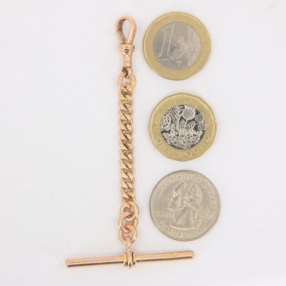 Antique 9ct Gold Hallmarked Albert Chain Extender 3.5" Swivel T-Bar Pendant