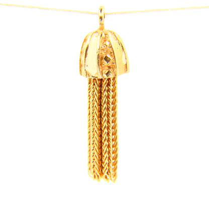 Vintage 18K Tassel Charm Unmarked 18 Carat Yellow Gold Pendant